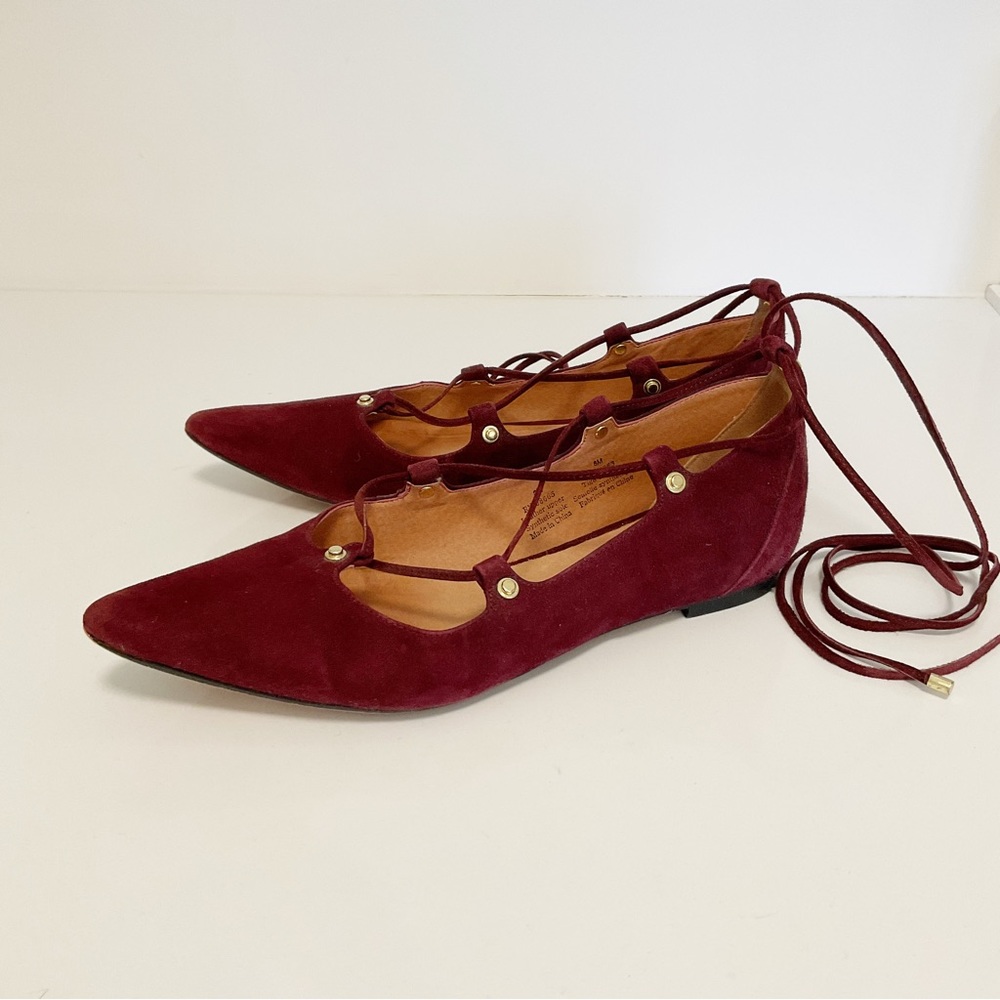 Halogen Lace Up Pointed Studded Ballet Flats